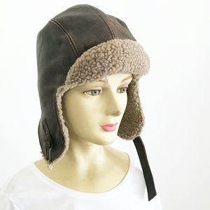 Genuine leather aviator cap